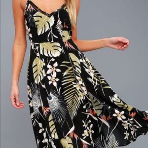 Lulus Black Tropical Dress